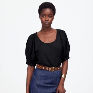 NWT Madewell Relaxed Scoopneck Short-Sleeve Top in black